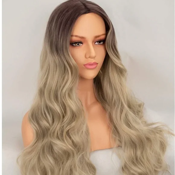 Marie 22” ASH BROWN OMBRÉ BODYWAVE MIDDLE PART Wig - Picture 2 of 7